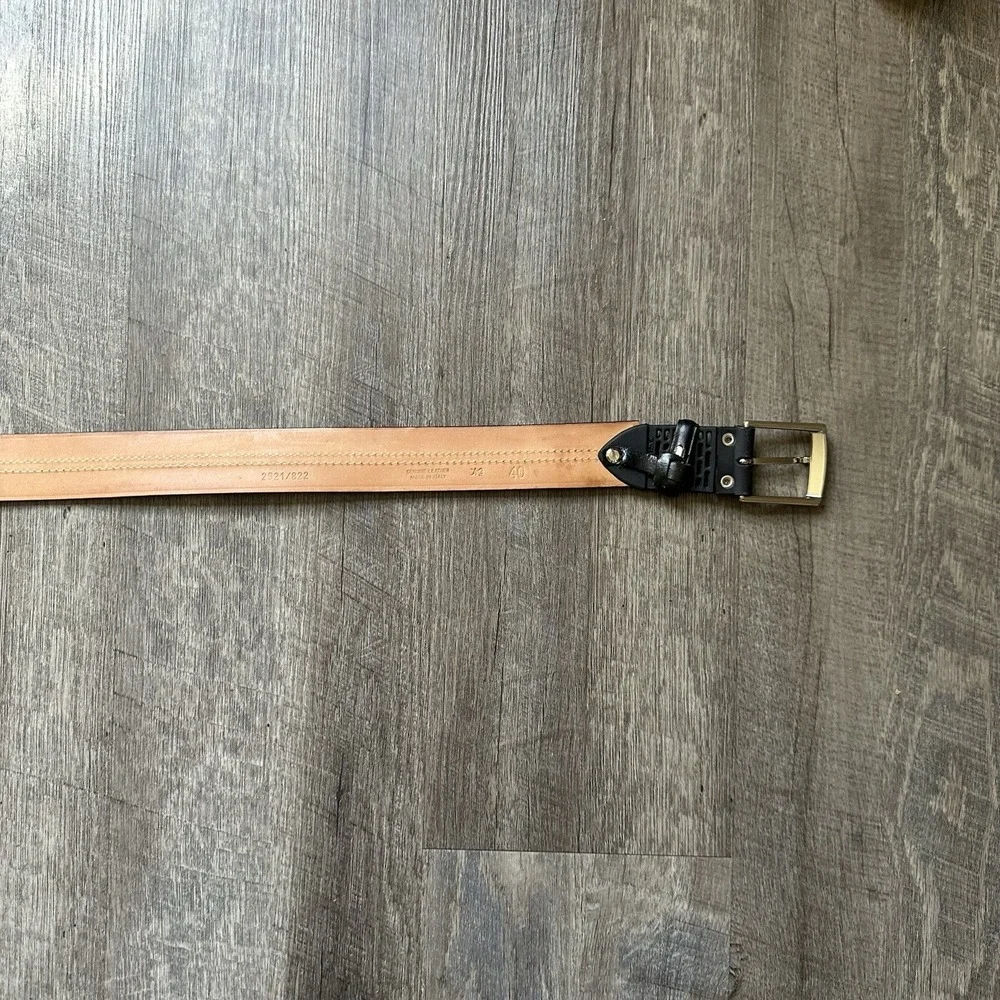 Michael Toschi Black‎ Leather Belt Black Perforated Rubber Section 40 EXCELLENT